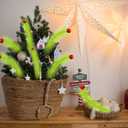 2 x 12 Pcs Green Furry Christmas Tree Picks, 17 Inch Christmas Tree Topper Decorations, Red Green Tree Ornaments for Christmas Picks Furry, Suitable for Indoor Christmas Home Wreath Decorations