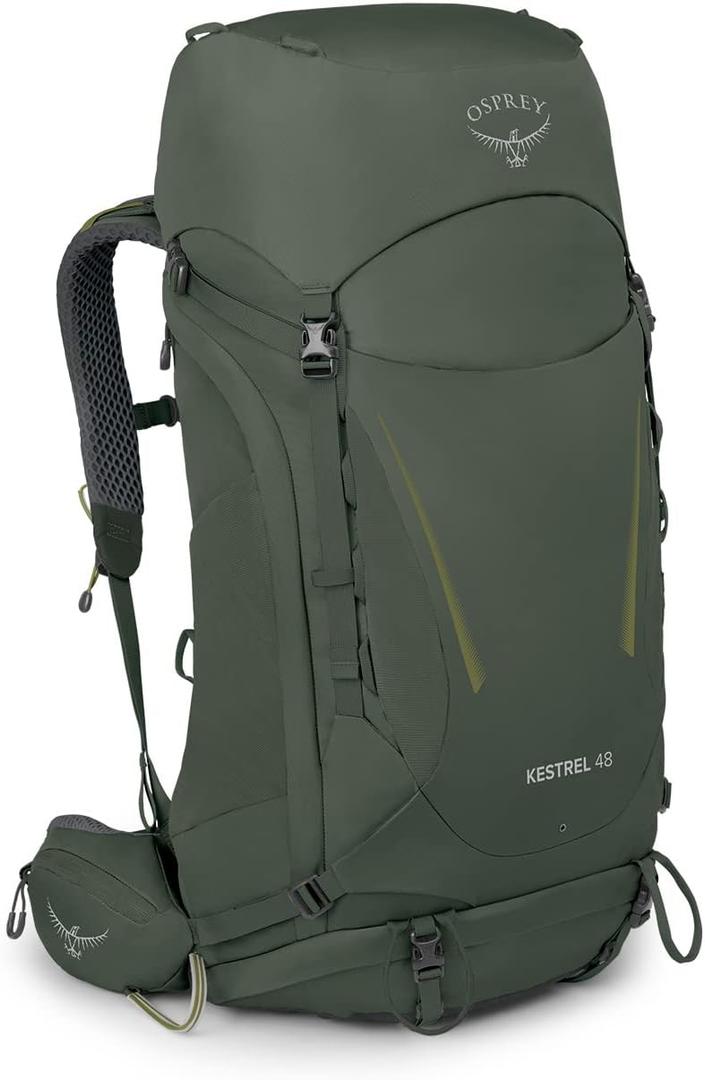 Osprey Kestrel 48L Men's Backpacking Backpack, Bonsai Green, L/XL, Large-X-Large