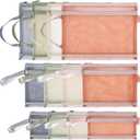 12-Pack Mesh Zipper Pouch Bags with Handles, Nylon Document Bag Double-Layer See Through, File Storage Pouches for Office School Supplies (4Pcs A4 & 4Pcs A5 & 4Pcs A6)