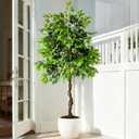 Erimda 7ft Artificial Ficus Tree for Home Decor, Faux Silk Plants Faux Plant Fake Silk Trees with Pot for Indoor House Living Room Office Garden