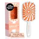 FHI Heat UNbrush Plus  Curly Hair Brush for Gentle & Effective Detangling on Wet or Dry Fragile Hair Types  Detangler Brush w/ 84 UltraFlex Bristles, Ultra-light, Vented, Anti Static Hairbrush (Orange Sherbet)