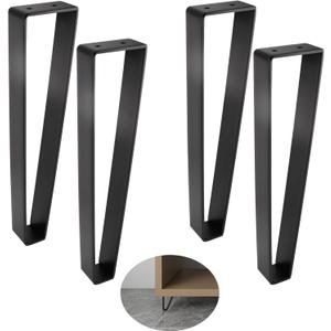 Osring 14 Inch Trapezoid Furniture Legs 4pcs, Solid Steel Furniture Hairpin Leg for Side Table, TV Stand and Cabinet, Black