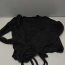 Women Wool Tie Front Tops Crop Top Solid Long Sleeve Solid V Neck Lightweight Crochet Cardigan Crop (Medium, Black)