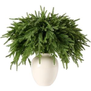 30Pcs 18'' Norfolk Pine Stems Realistic, Lifelike Christmas Greenery Pine Branches for DIY Wreaths, Vase Fillers, Indoor Outdoor Decor, Real Touch Christmas Decorations for Table, Mantle