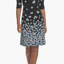 Tommy Hilfiger Women's 1/2 Sleeve Boat Neck Cotton Shift Mini Dress, Black/Breeze, Size 14