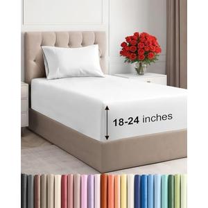 Extra Deep Pocket Twin XL Sheets - 3 Piece Breathable & Cooling Bed Sheets - Hotel Luxury Bed Sheet Set - Soft, Wrinkle Free & Comfy - Easily Fits Extra Deep Mattresses - Deep Pocket White Sheets Set