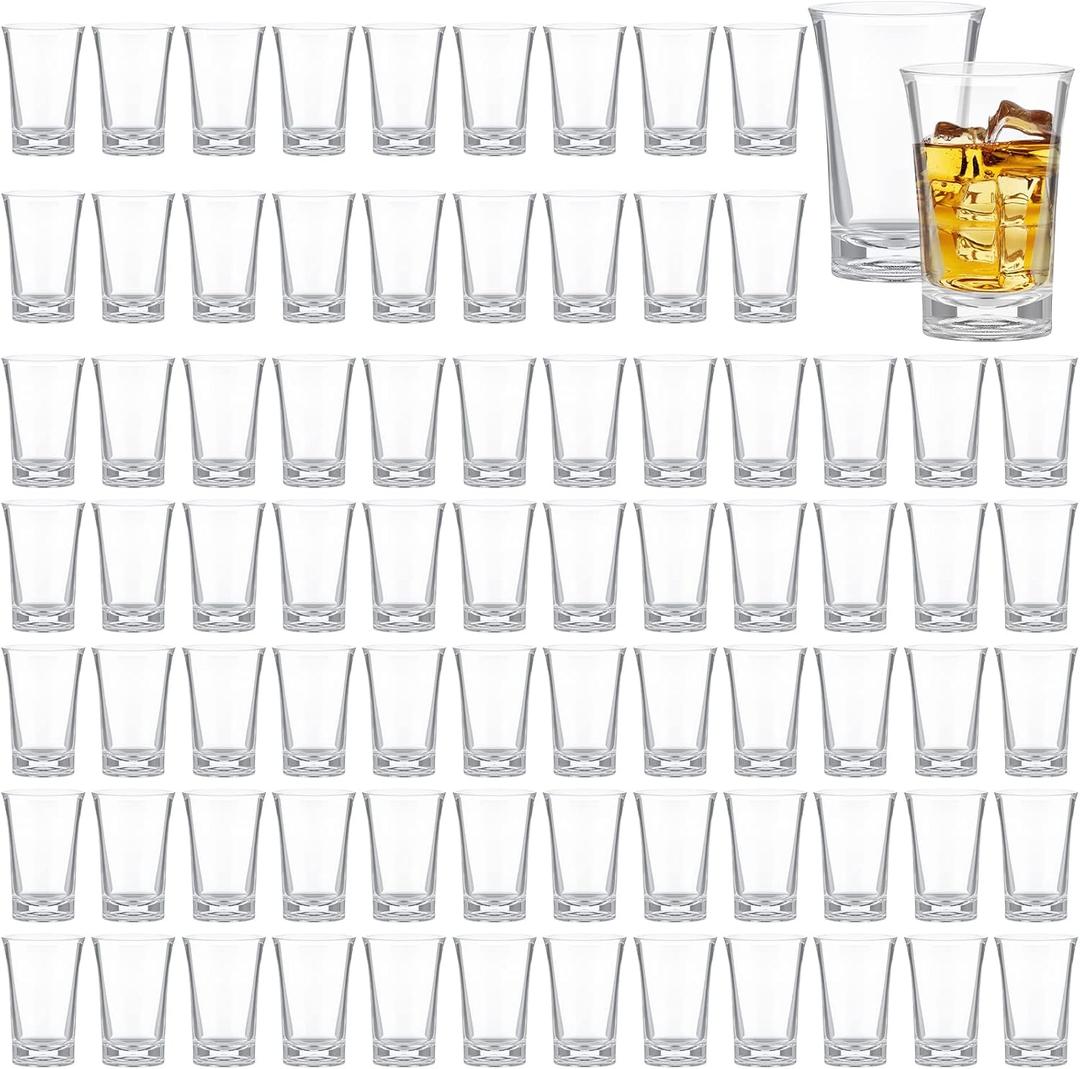 Eaasty 85 Pieces Unbreakable Shot Glasses Bulk, 1.4 oz Thick Base Shot Glass, Clear Cute Shot Glasses, Clear Shot Glasses for Party Favor, Night Game (Classic Style)