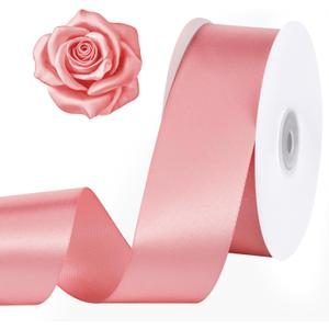 120 Yards Pink Ribbon 1-1/2 inch Valentine Ribbon Pink Decor Satin Ribbon for Lei Crafts Flower Bouquet Bows Making Gift Wrapping Wedding Party Birthday Valentine's Day Decorations