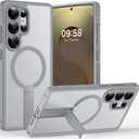 2 x TOCOL Magnetic for Samsung Galaxy S25 Ultra Case, Kickstand with Upgraded Full Camera Protection, Compatible with Magsafe, Drop Protection Slime Cover for Samsung Galaxy S25 Ultra 6.9-Inch (Gray)