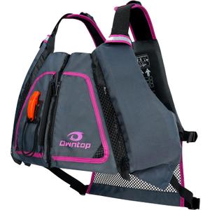 Owntop Adult Swim Vest | Excellent Buoyancy | High Mesh Back | Float Jacket for Kayaking, Boating, Fishing, Paddle Sports (Gray-Pink)