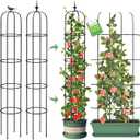 Tower Obelisk Garden Trellis for Climbing Plant，6.2FT/74.4" Rustproof Metal Potted Plant Climbing Support for Indoor Outdoor Flowers Vegetable Fruits Vines Support (2Pcs)