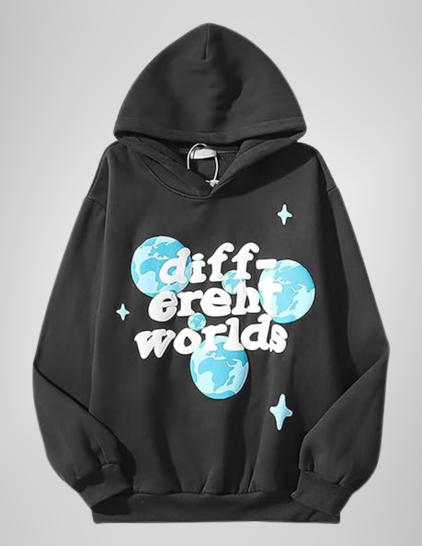 Hoodie, Black, Different Worlds, Size L