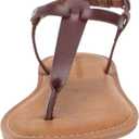 Amazon Essentials Women's Casual Thong Sandal with Ankle Strap (7.5, Brown)