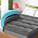 Dual Layer 3 Inch Memory Foam Mattress Topper King Size, 2 Inch Cooling Gel Memory Foam Plus 1 Inch Pillow Top Mattress Pad Cover, with 8-21 Inch Deep Pocket, Grey