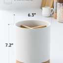 LoeJan 3 Compartment Utensil Holder, Extra Large Utensil Crock, Stable Ceramic Utensil Organizer, Cooking Tool Organizer Set for Kitchen Counter Farmhouse Decor, Textured White