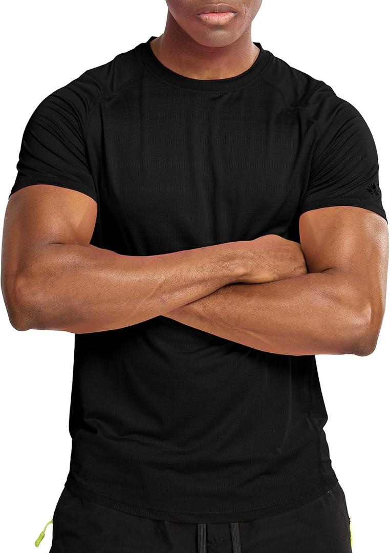 Zengjo Mens Workout Shirts Quick Dry Short Sleeve Athletic Running Gym T Shirt (X-Large, Black)