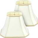 Glooglitter Set of 2 Bell Lamp Shade 6.25" x 8" Top 11" x 16" Bottom 12" High (Spider) Rectangle Cut Square Replacement Vintage Silk Lampshade for Table Floor Living Room Bedroom (Eggshell)