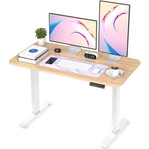 KINGSMITH Electric Height Adjustable Memory Standing Desk, 48 x 24 inch Whole-Piece Desktop Dual Motors Stand up Home Office Ergonomic Workstation (Nature Wood) KINGSMITH Electric Height Adjustable Memory Standing Desk, 48 x 24 inch Whole-Piece Desktop Dual Motors Stand up Home Office Ergonomic Workstation (Nature Wood)