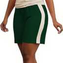 HBQ Women 2 Piece Outfits Summer Color Block Sweatsuits Track Suits Biker Shorts Workout Jogger Sets-Off White-M