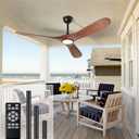 Ceiling Fans with Lights and Remote, Mosanfan 60'' Outdoor Ceiling Fan, Indoor 3 Blade Wood Ceiling Fan for Patios Bedroom Living Room Mid Century Modern Propeller Outside Exterior Wooden Fan (Walnut)