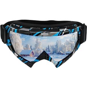 Skiing Motocross Goggles,Racing Riding Goggles ATV Dirt Bike,Ventilation Anti-Fog UV Impact Resistant for Adult (09-6 Series, Tech Blue Frame and Ice Blue Lenses)