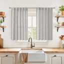 YoungsTex Dark Grey Linen Kitchen Curtains 40 Inches Long for Short Window, Semi Sheer Drapes with Rod Pocket Back Tab Light Filtering Privacy for Cafe Bathroom, 2 Panels, 42 X 40 Inch