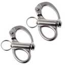 2/4 Pcs Marine 316 Stainless Steel Fixed Eye Snap Shackle, Quick Release Boat Anchor Chain Eye Jaw Swivel Stainless Snap Shackle Hook (2, 52mm)