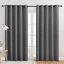 NICETOWN Bedroom Curtains Blackout Drapery Panels, Three Pass Microfiber Thermal Insulated Solid Ring Top Blackout Window Curtains/Drapes (Two Panels, 70 x 84 inches, Gray) (Grey)