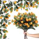 Daifunli 10 Pcs Artificial Tangerine Branches 25 Inch Realistic Faux Oranges Fruit with Green Leaves Simulation Orange Branch Decorative Kumquat Tangerine for Vase Home Party Decoration (6 Oranges)