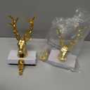 Christmas Stocking Holders for Mantle 3D Reindeer Stocking Hangers Hooks Mantel Garland Clips Metal Grips for Xmas Fireplace Decorations (Set of 2, Gold)