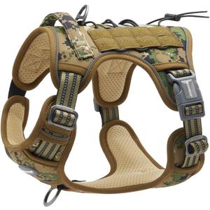 AUROTH Tactical Dog Harness for Small Medium Dogs No Pull Adjustable Pet Harness Reflective K9 Working Training Easy Control Pet Vest Military Service Dog Harnesses Woodland Camo S (S(Neck:14-21",Chest:20-31"),18-35 lbs)