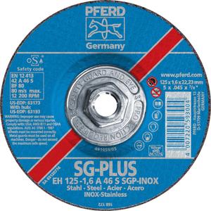 PFERD 63193 Depressed Centre Cut-Off Wheel, Type 27, Aluminum Oxide A, 5" Diameter x .045" Thickness, 5/8-11 Thread, 12200 Max RPM (Pack of 10)