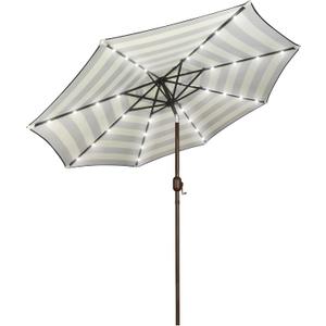 Blissun 9 ft Solar Umbrella, Patio Umbrella with 32 LED Lights, Table Market Umbrella, Outdoor Umbrella for Garden, Deck, Backyard, Black & Beige