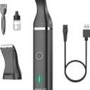 oneisall Dog Clippers with Double Blades,Cordless Small Pet Hair Grooming Trimmer,Low Noise for Trimming Dog's Hair Around Paws, Eyes, Ears, Face, Rump (Black)
