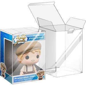 40 Pack Clear Protectors Case Compatible with Funko, 4" Pop Figures Case Protectors, 0.38mm Crystal Clear Display Cases for Collectibles with Locking Tab
