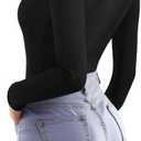 MANGOPOP Women's Square Neck Top Double Lined Short Sleeve Long Sleeve T Shirt Fitted Seamless Tee (Black, XS)