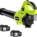Leaf Blower Cordless with 2 x 4.0Ah Battery Operated and Fast Charger, 650CFM 280MPH Electric Leaf Blower, 3 Speed Mode, 20V Powered Handheld Blowers for Lawn Care, Blowing Leaves, Small Gravel, Green