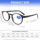 Reading Glasses Blue Light Blocking - Spring Hinges Round Eyeglasses for Men Women,4 Pairs Mix Color Anti Glare Filter Lightweight Readers (4 Pairs Mix Color, 2.50)
