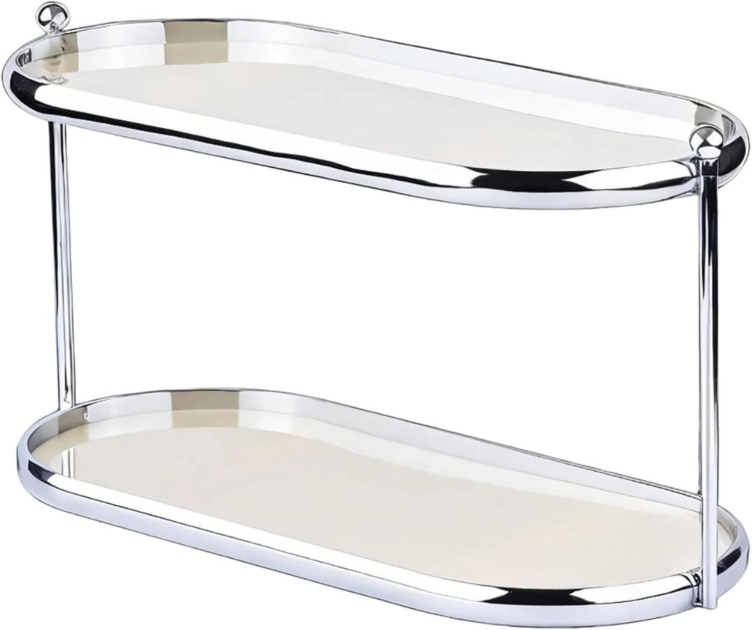 2-Tier Perfume Organizer, Acrylic & Stainless Steel, Vanity Storage for Makeup, Skincare, Fragrance Bottles, 12.6X5.3X6.7 in