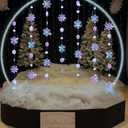 Halloscume 12 Pcs Winter Decorations 3D Hanging Snowflake Wonderland Decorations Iridescent 3D Winter Snowflake Garland Paper Streamer for Christmas Birthday New Year Party Supplies