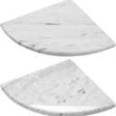 Marble Corner Shower Shelf, 9 Inch Carrara White Marble Corner Shelf for Bathroom Shower Decor, Wall Mounted, Polished, 2 Pcs