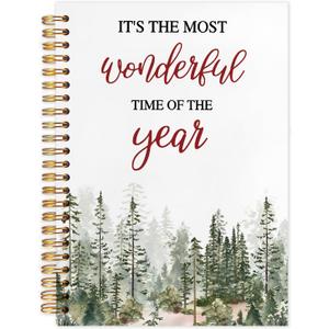Forest Christmas Spiral Notebook, Christmas Winter Journal for School Office Supplies, Pine Tree Xmas Holiday Hardcover Journal 5.5x8.3 Inch
