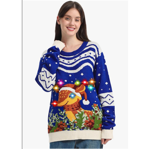 MGparty Ugly Christmas Sweater for Women 2025 Christmas Cute Light Up Sweaters Holiday Party Novelty Funny Pullover, M