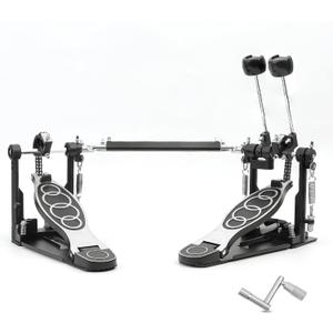 Double Bass drum Pedal,Double Bass Pedal with Adjustable Beater Head,Double Chain Drive Foot Kick Pedal with Drum Key for Drum Set and Electronic Drums