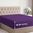 Extra Deep Queen Fitted Sheet - Hotel Luxury Single Fitted Sheet Only - Easily Fits 18 inch to 24 inch Mattress - Ultra Soft, Wrinkle & Fade Free with Extra Deep Pockets - Breathable & Comfy - Purple
