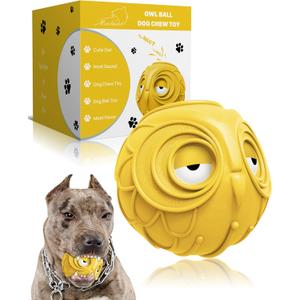 Giggle Ball for Dogs Owl Toys for Puppy Interactive Dog Toy Medium Large Dogs Natural Rubber Cute Hoot Fun Gift for Dog (Yellow Owl)