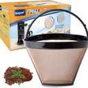 KEEPOW Reusable Coffee Filter Replacement 12-Cup, Compatible with Cuisinart Coffee Makers, Gold Tone Coffee Filter Basket 10-12 Cup