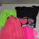 80s Outfit Women Costume Accessories Set T Shirt Shorts Tutu Skirt Neno Party Leg Warmers Headband (Medium, Green)