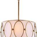 JONATHAN Y Violetta 3-Light 19" Metal Pendant Chandelier, Gold
White Linen Drum Shade, Adjustable Height, Modern Transitional Style, Dining Room Kitchen Island, LED Bulbs Included