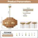 MeiShiDeng 25.6" Boho Rattan Chandelier, 6-Light Large Wicker Light Fixture